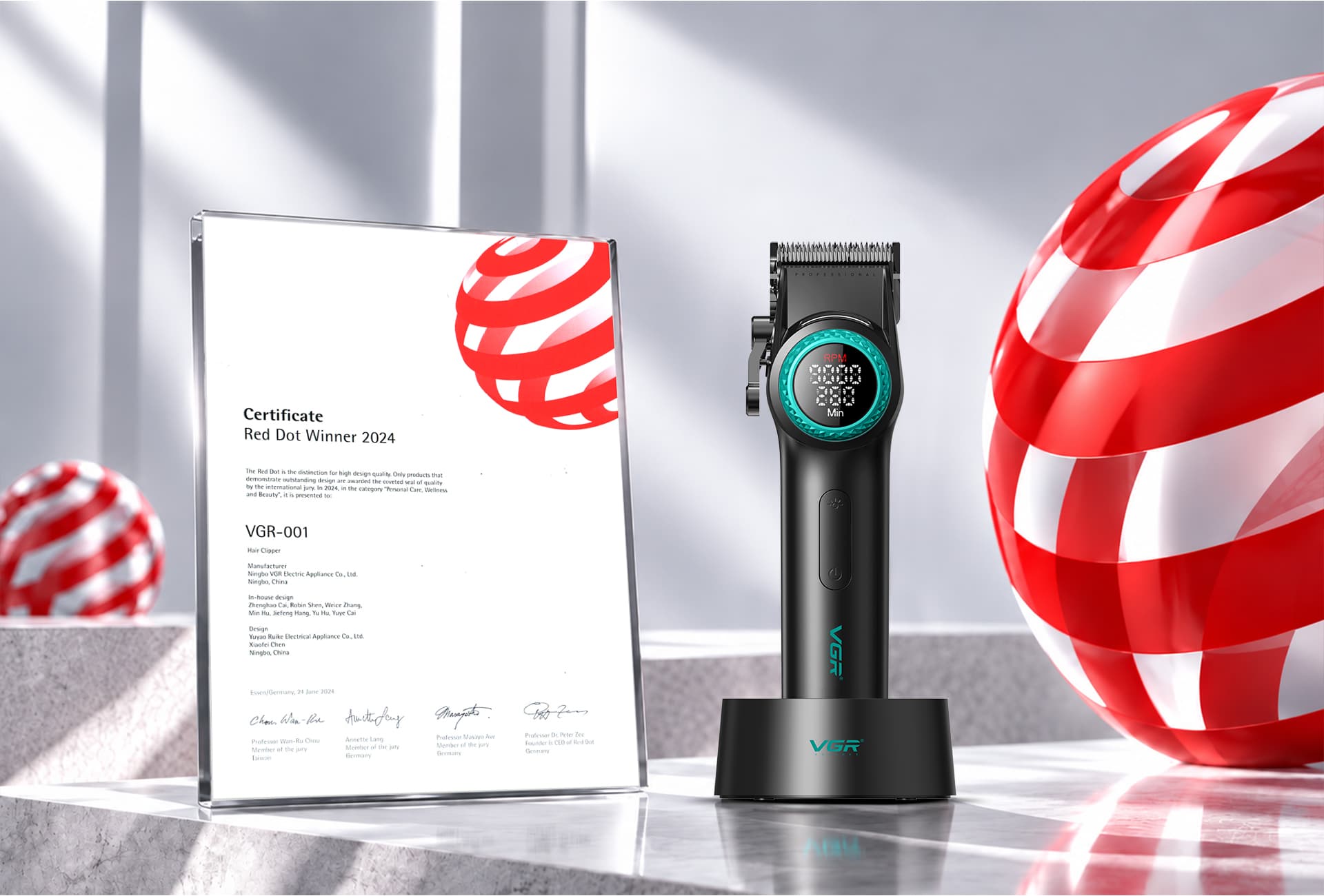 Red dot winner certificate illustration